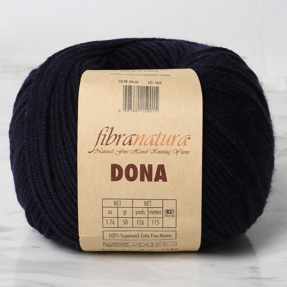 Fibra Natura Dona Knitting Yarn, Dark Navy Blue - 106-24