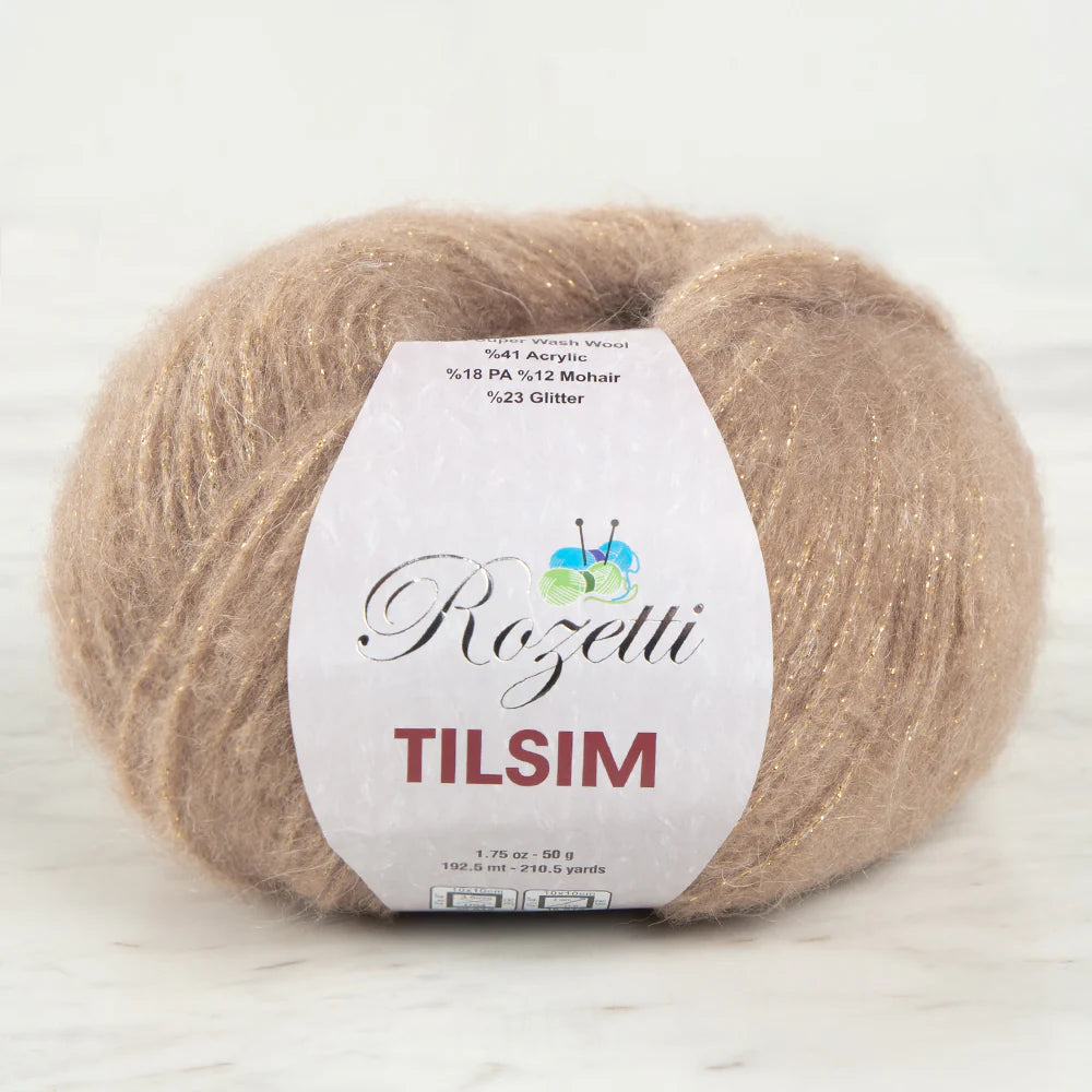 Rozetti Tılsım Glittery Hand Knitting Yarn Beige - 362-03