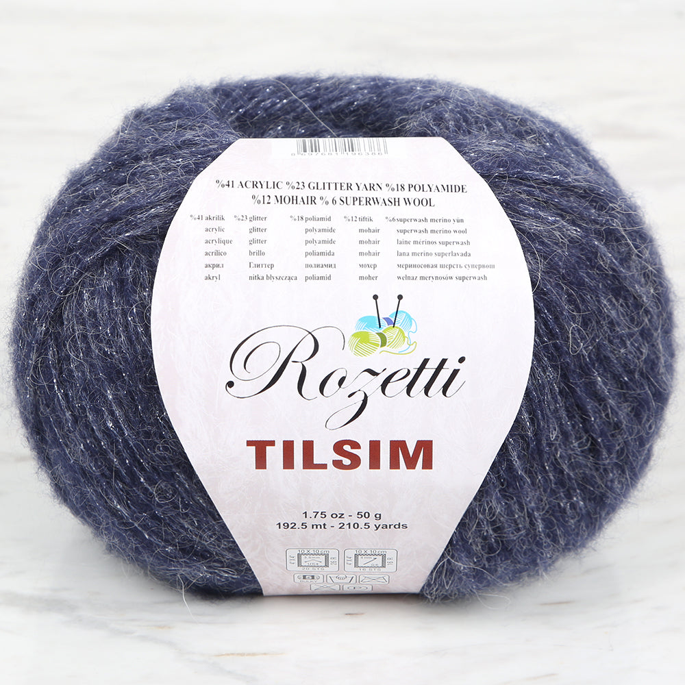 Rozetti Tılsım Glittery Hand Knitting Yarn Navy Blue - 362-10