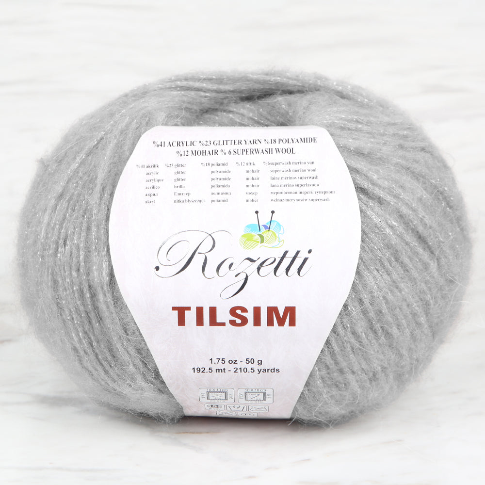 Rozetti Tılsım Glittery Hand Knitting Yarn Grey - 362-12