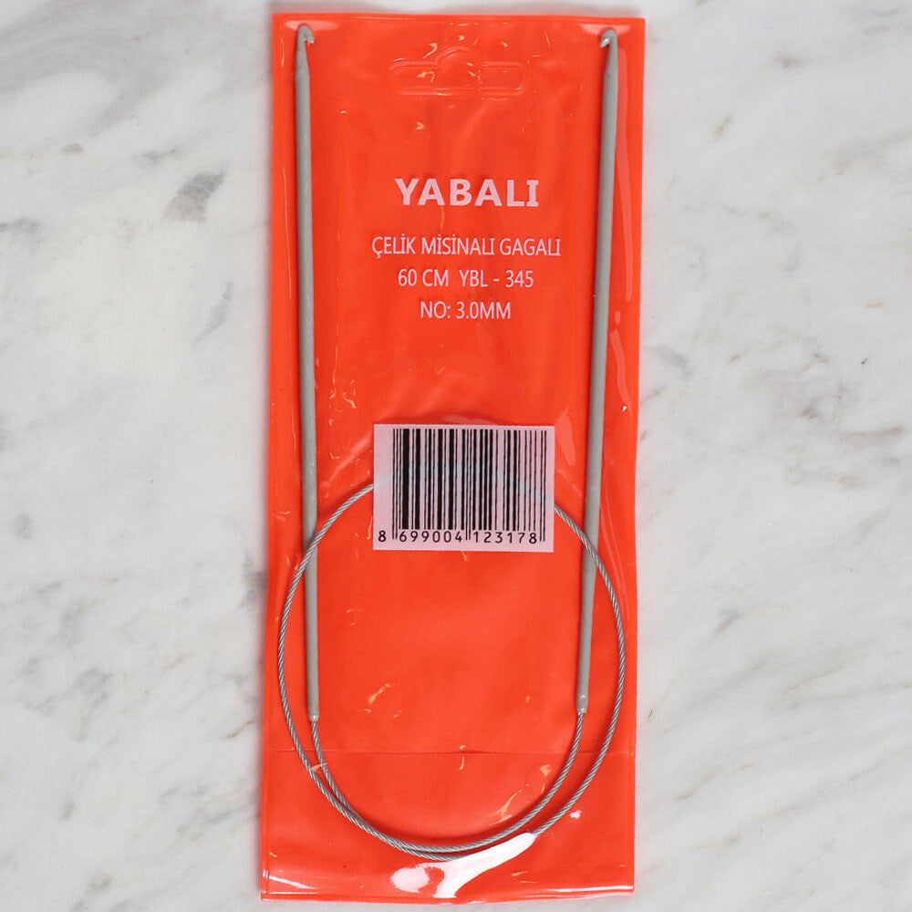 Yabalı 3mm 60 cm Steel Cable Tunisian/Afghan Knitting Needle - YBL - 345