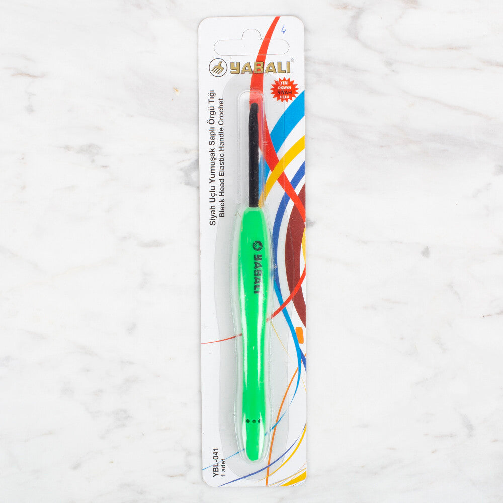 Yabalı Black Tip Soft Handle 4mm Crochet Hook, Green - YBL - 041