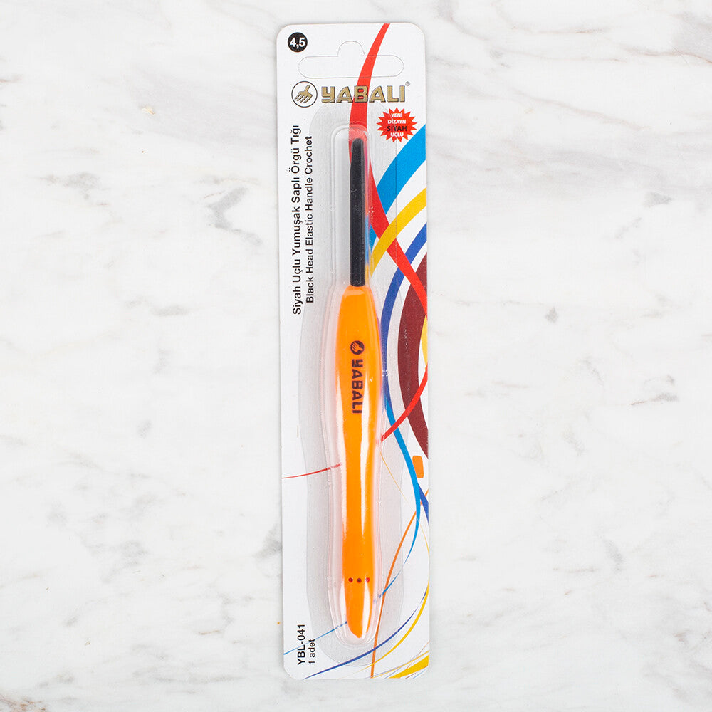 Yabalı Black Tip Soft Handle 4.5mm Crochet Hook, Orange - YBL - 041