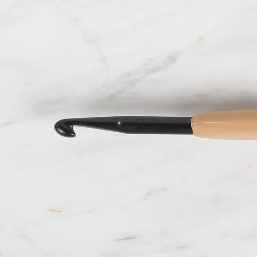 Yabalı Black Tip Soft Handle 6mm Crochet Hook, Beige - YBL - 041