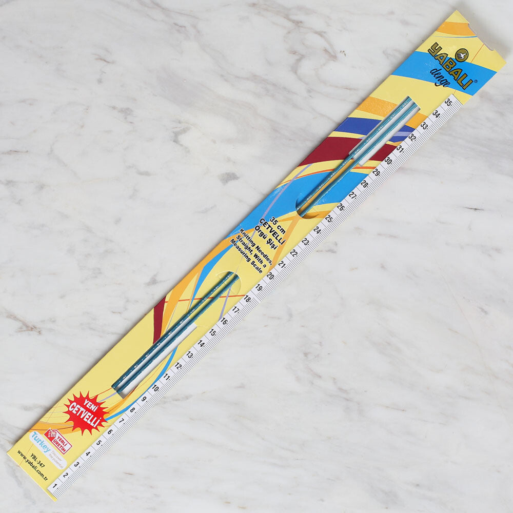 Yabalı 3mm 35 cm Knitting Needle with Measure, Blue - YBL-347