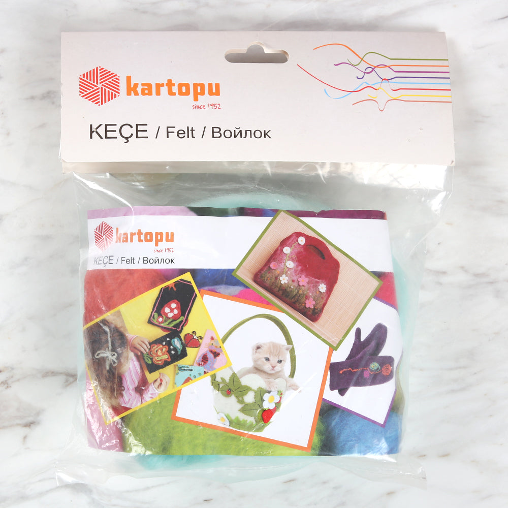 Kartopu Natural Wool Roving Felt,Cyan - K443