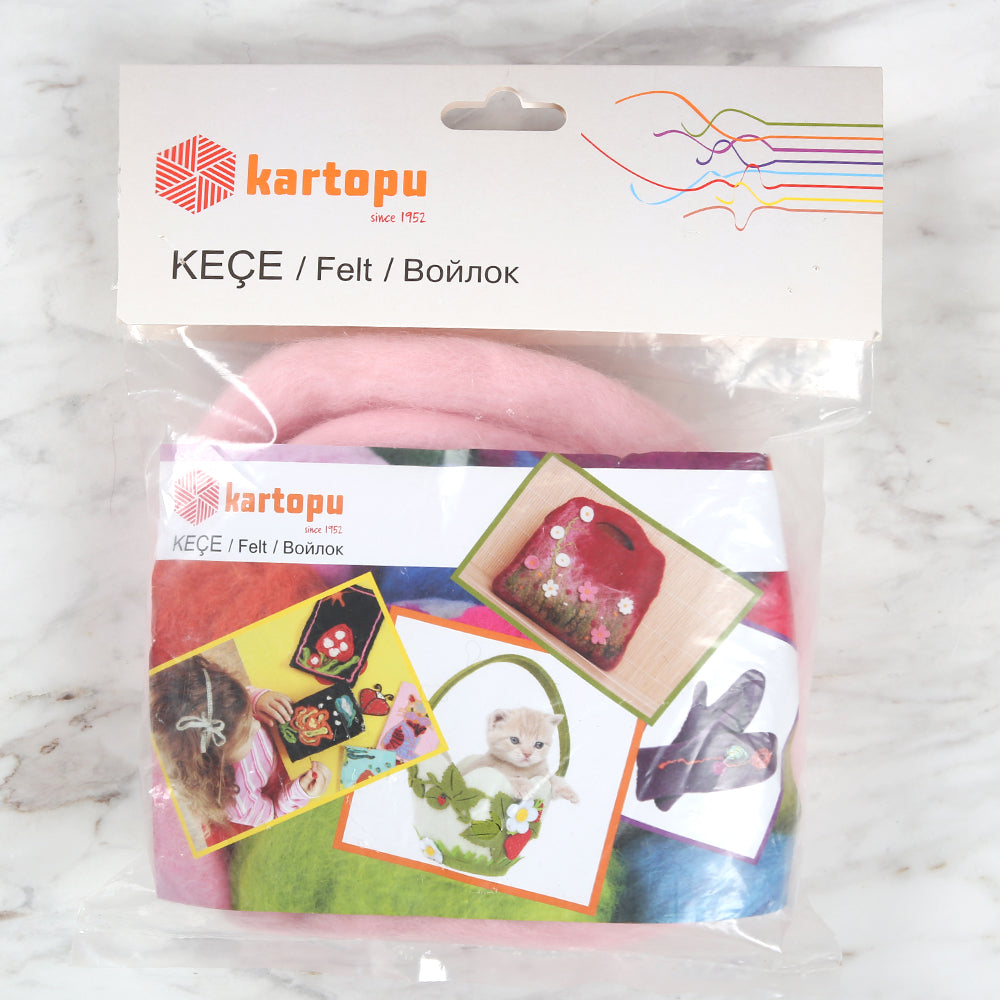 Kartopu Natural Wool Roving Felt,Pink - K768