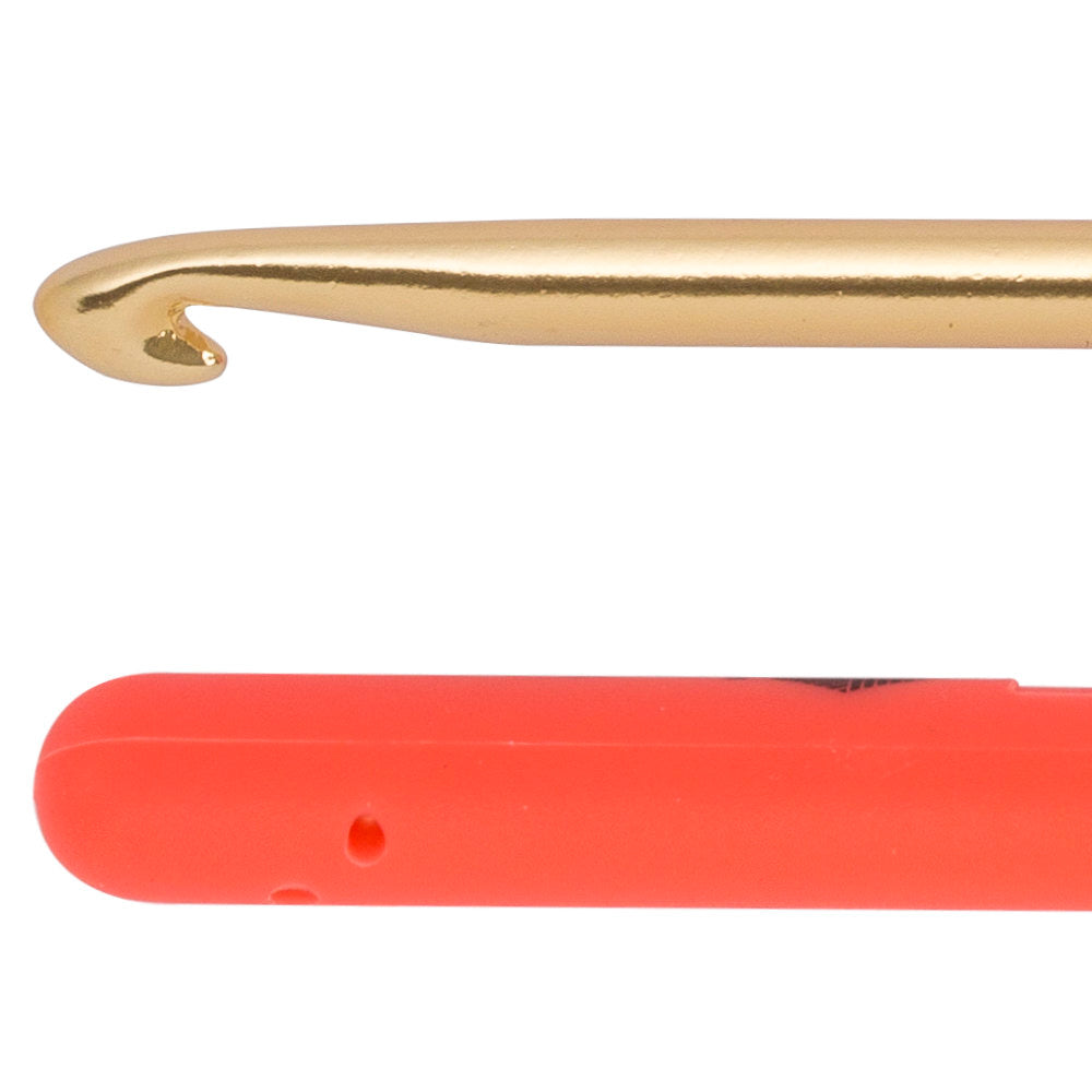 Kartopu 4 mm Gold Crochet Hook with Soft Handle, Orange