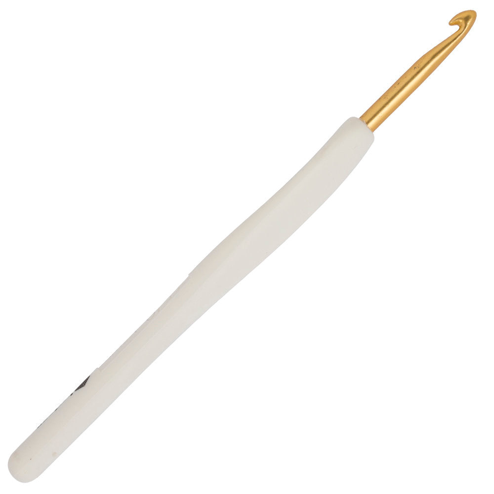 Kartopu 4.5 mm Gold Crochet Hook with Soft Handle, White