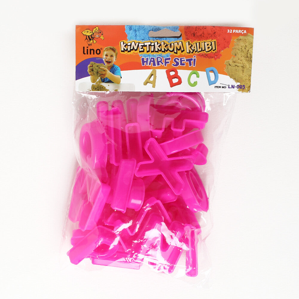 Lino 32 Pcs Kinetic Sand Mold Letter Figures Set, Fuchsia - LN-005