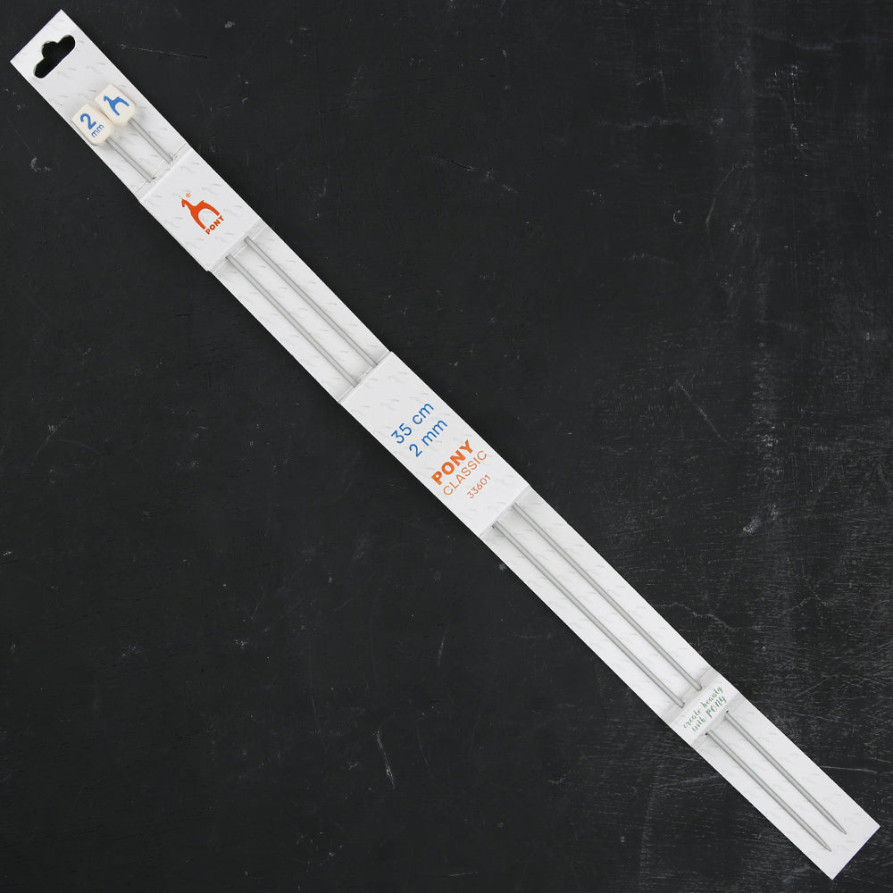 Pony 2 mm 35 cm Aluminium Knitting Needles - 33601