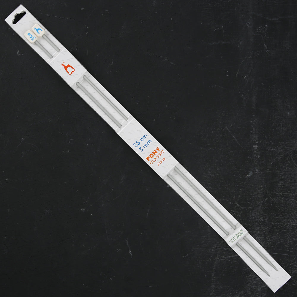 Pony 3 mm 35 cm Aluminium Knitting Needles - 33605