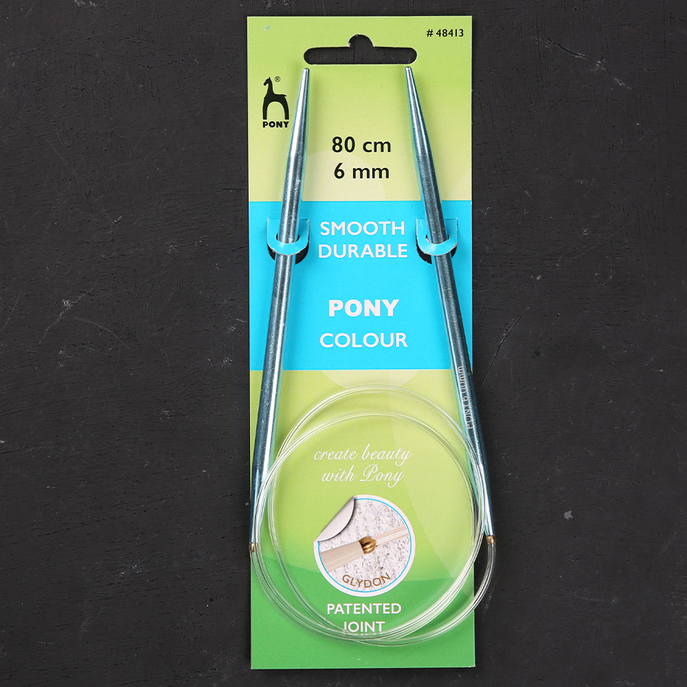 Pony Colour Smooth Durable 80 cm 6mm Circular Knitting Needle, Blue - 48413