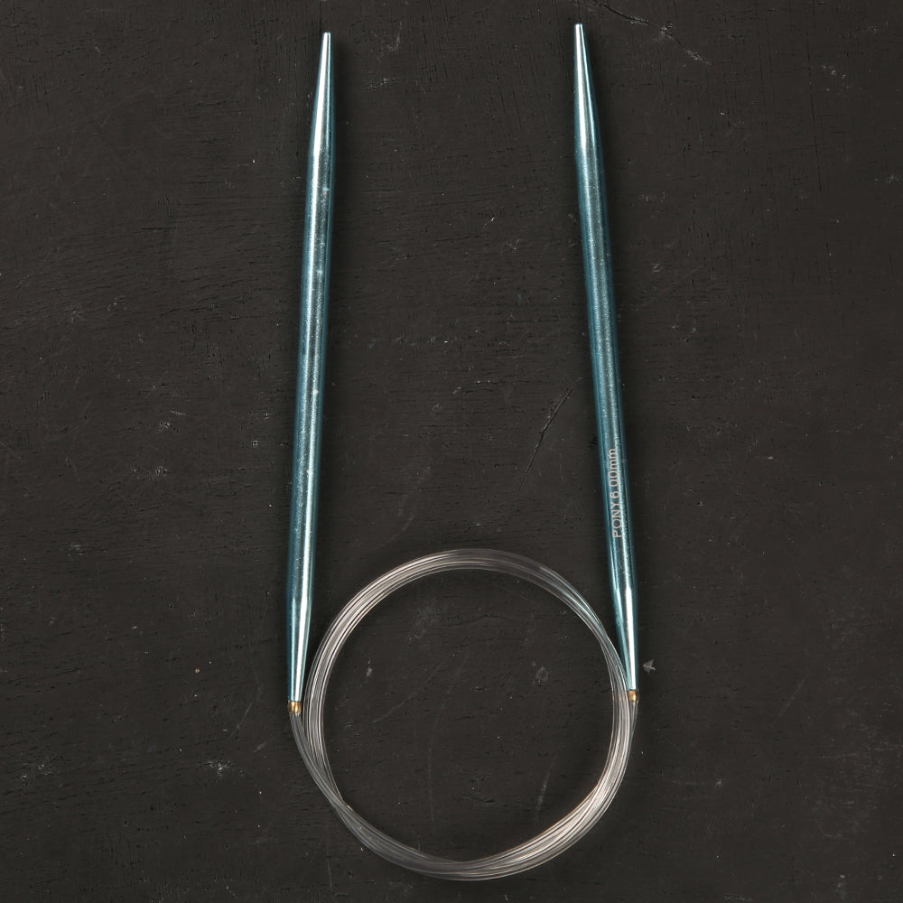 Pony Colour Smooth Durable 80 cm 6mm Circular Knitting Needle, Blue - 48413