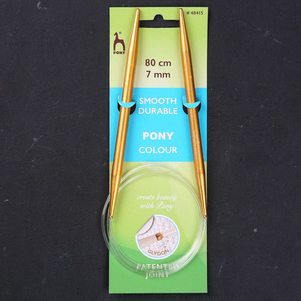 Pony Colour Smooth Durable 80 cm 7mm Circular Knitting Needle, Yellow - 48415