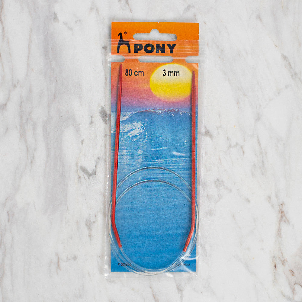 PONY COLOUR 3 MM 80 CM CIRCULAR NEEDLE, RED - 50805