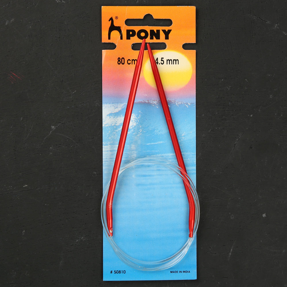PONY COLOUR 4.5 MM 80 CM CIRCULAR NEEDLE, RED - 50810