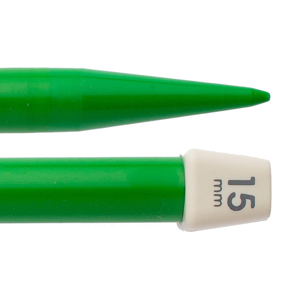 Pony Colour 15 mm 35 cm Plastic Knitting Needle, Green - 57671