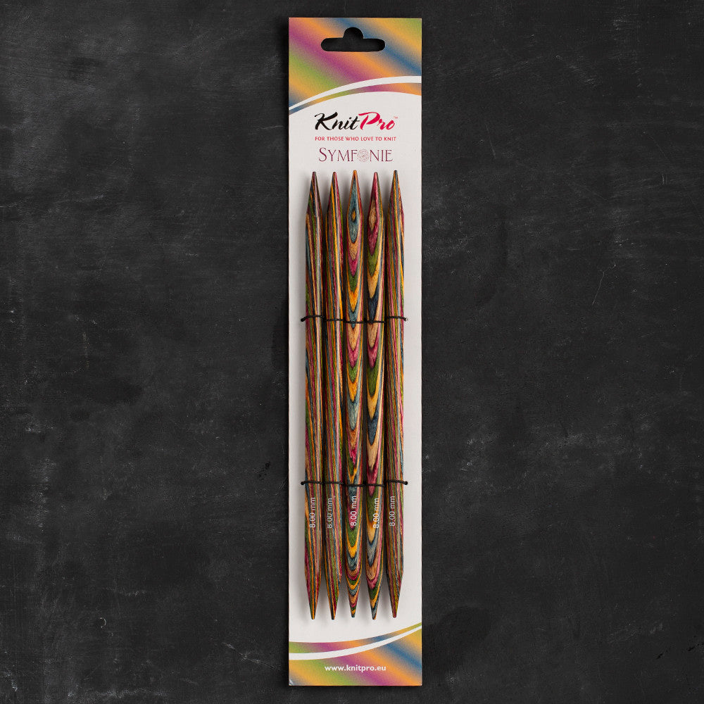 KnitPro Symfonie 8mm 20cm Double Pointed Needle Set of 5 - 20115