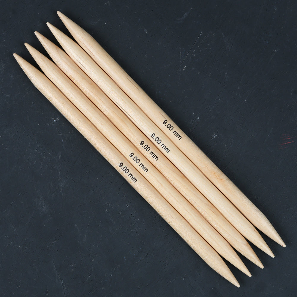 KnitPro Basix Birch 9mm 20cm Double Pointed Needles - 35125