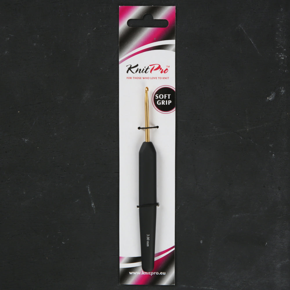 KnitPro Aluminum Gold 3mm Crochet Hook, Black - 30803