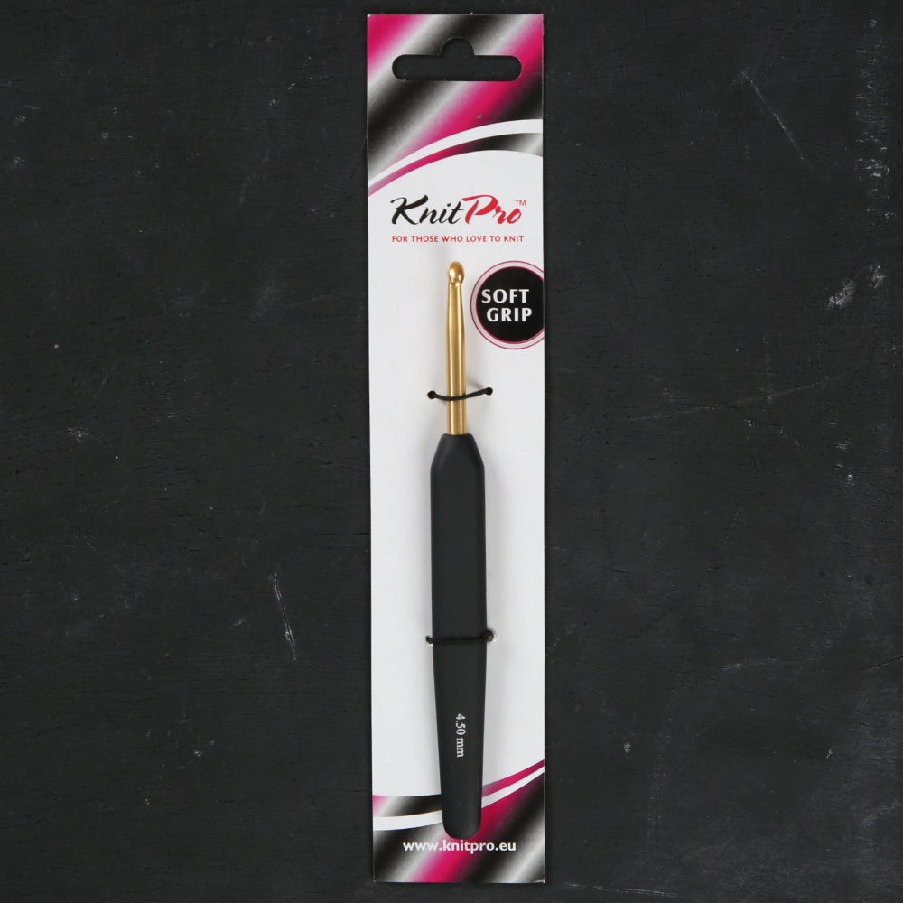 KnitPro Aluminum Gold 4.5mm Crochet Hook, Black - 30806
