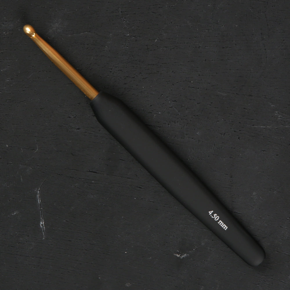 KnitPro Aluminum Gold 4.5mm Crochet Hook, Black - 30806