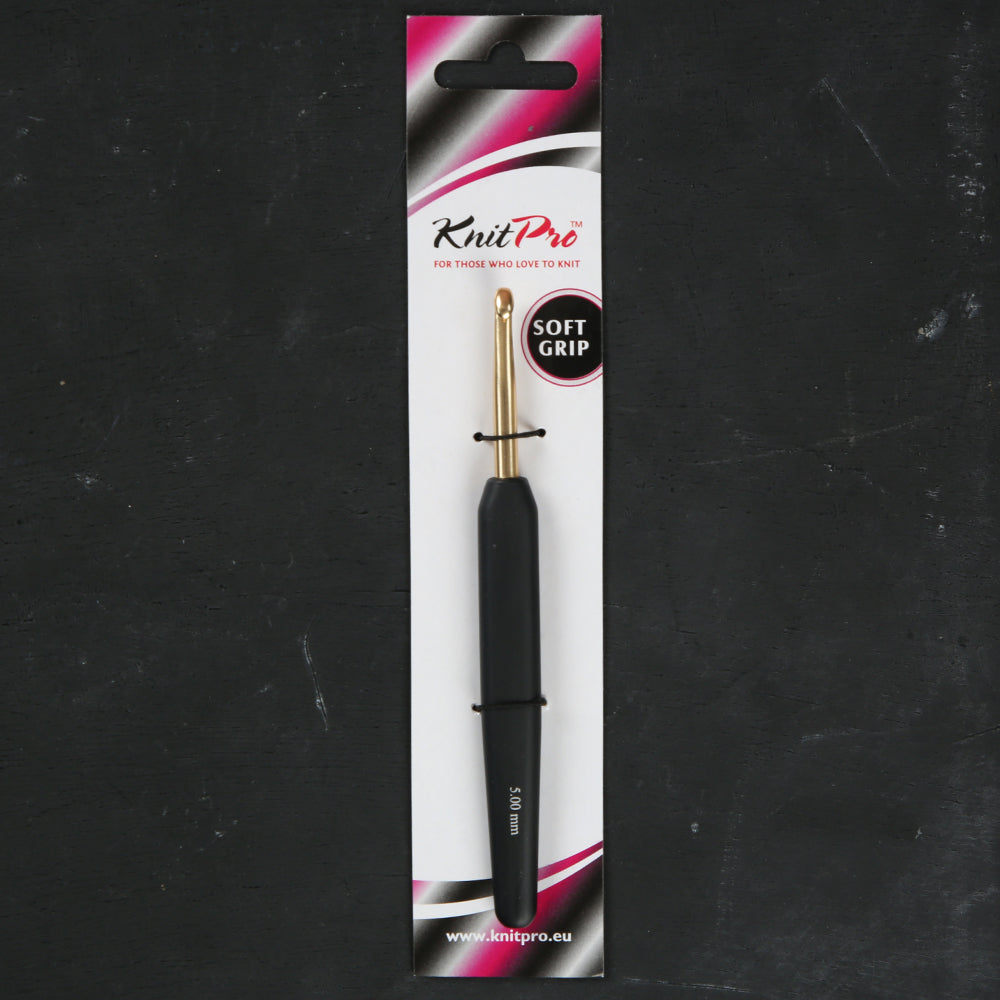 KnitPro Aluminum Gold 5mm Crochet Hook, Black - 30807