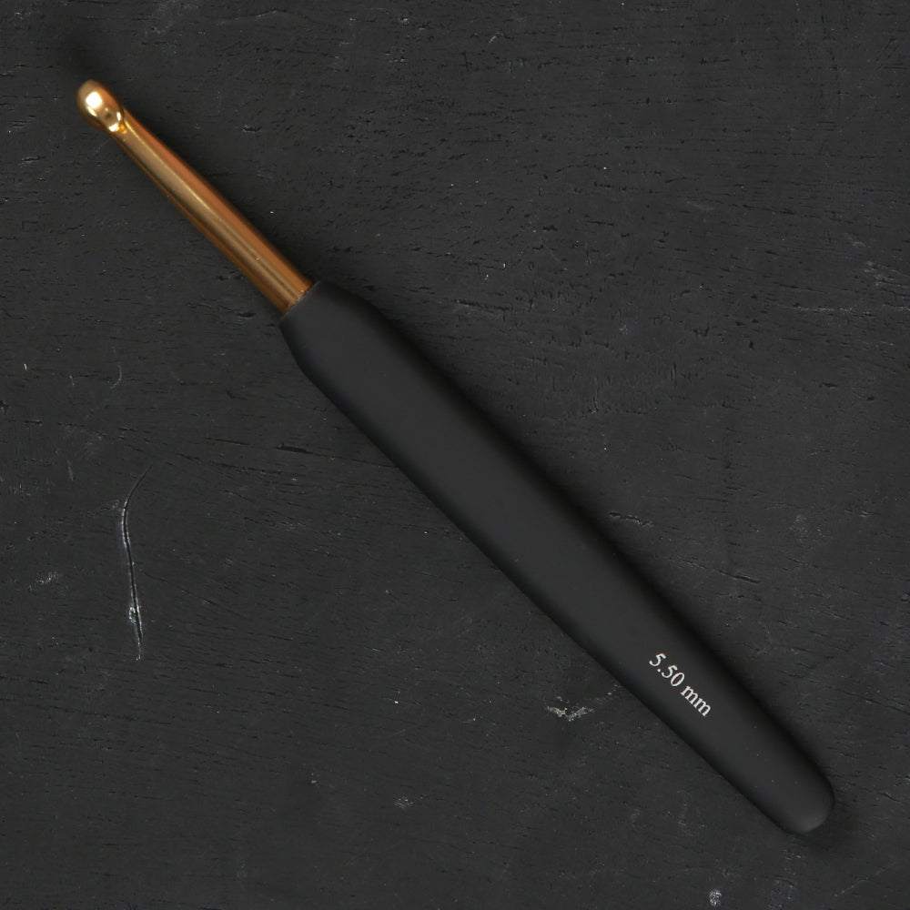 KnitPro Aluminum Gold 5.5mm Crochet Hook, Black - 30808