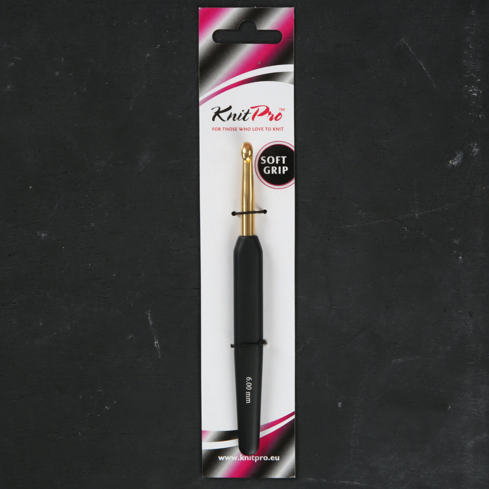 KnitPro Aluminum Gold 6mm Crochet Hook, Black - 30809