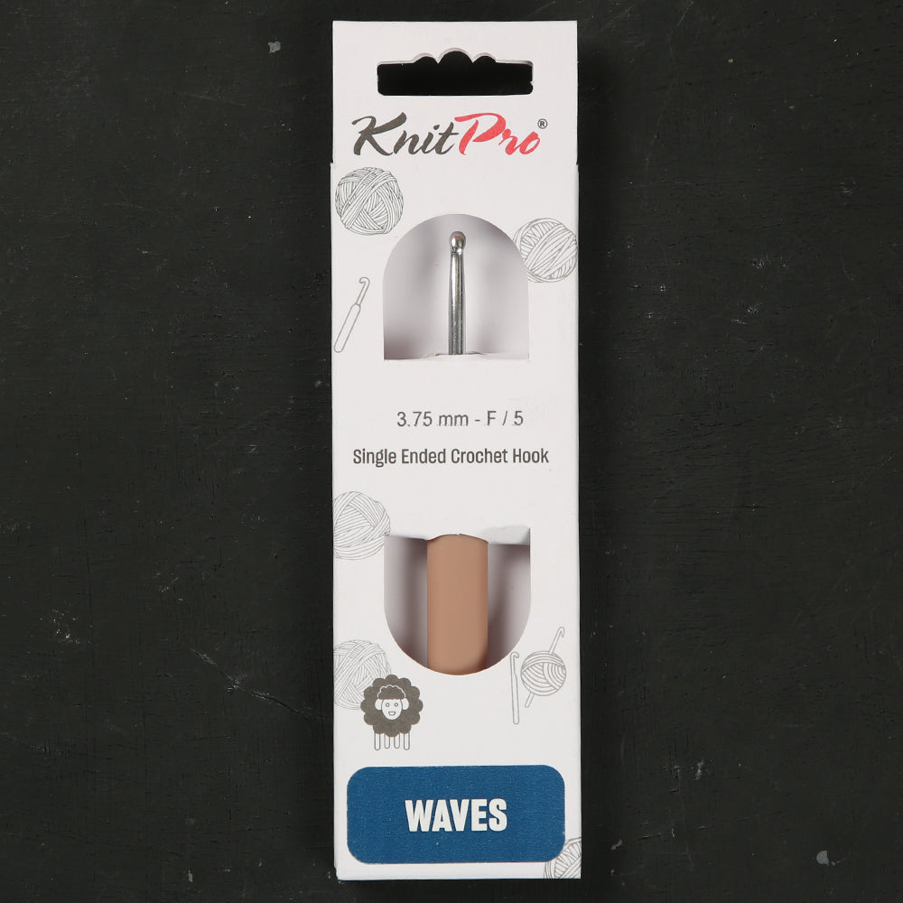 KnitPro Waves 3.75mm Brown Soft Handle Crochet Hook - 30908