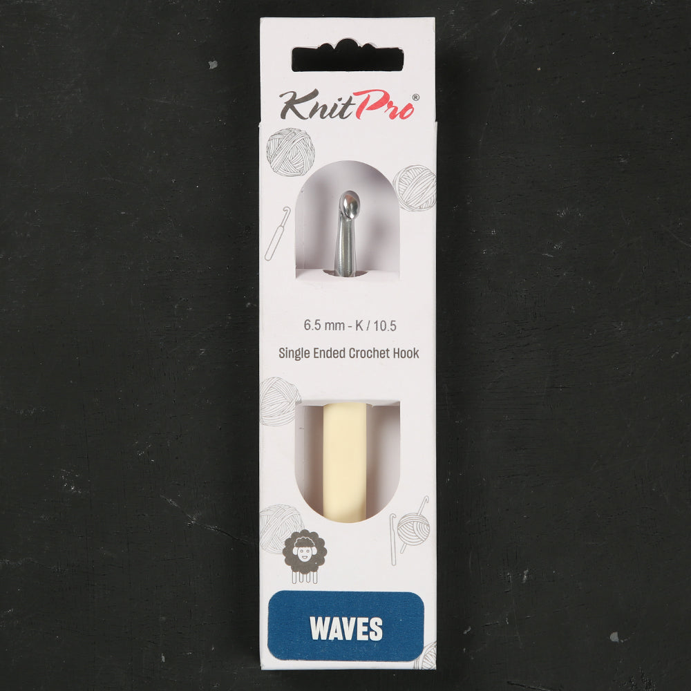 KnitPro Waves 6.5mm Cream Soft Handle Crochet Hook - 30914