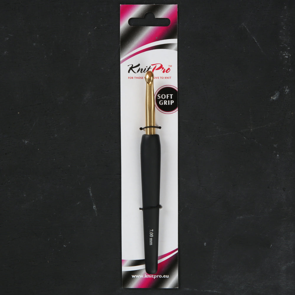 KnitPro Aluminum Gold 7mm Crochet Hook, Black - 30882