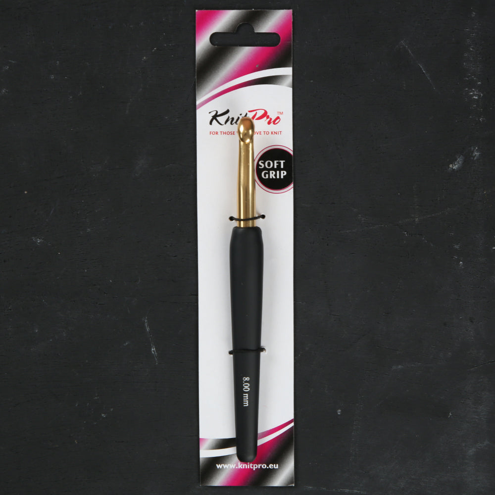 KnitPro Aluminum Gold 8mm Crochet Hook, Black - 30883
