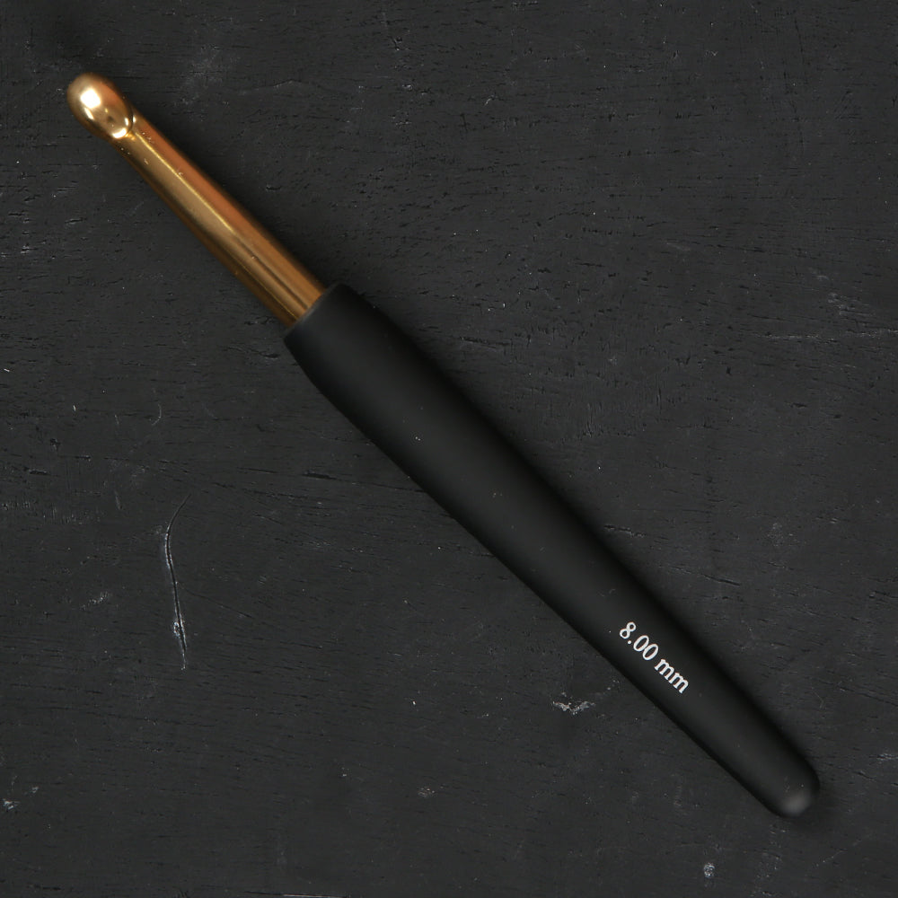 KnitPro Aluminum Gold 8mm Crochet Hook, Black - 30883