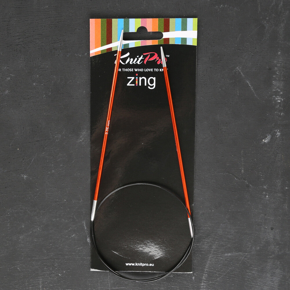 KnitPro Zing 2.75 mm 60 Cm Metal Circular Needles, Orange - 47094