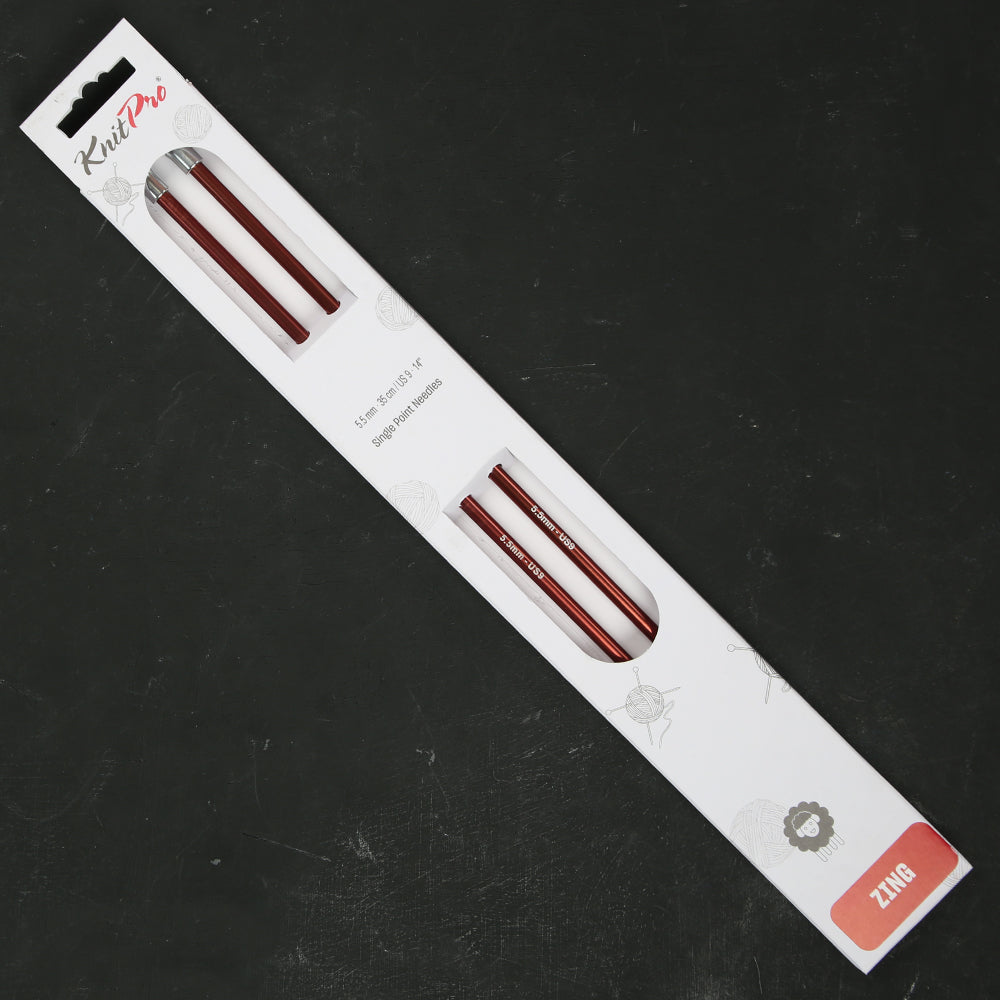 KnitPro Zing 5.5 mm 35 cm Metal Knitting Needles, Sienna - 47302