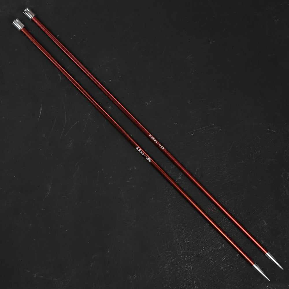 KnitPro Zing 5.5 mm 35 cm Metal Knitting Needles, Sienna - 47302