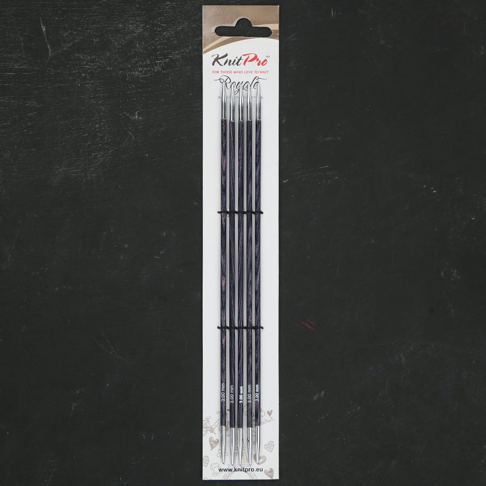 KnitPro Royale 3 mm 20 cm Wooden Double Pointed Needles, Purple Passion - 29033