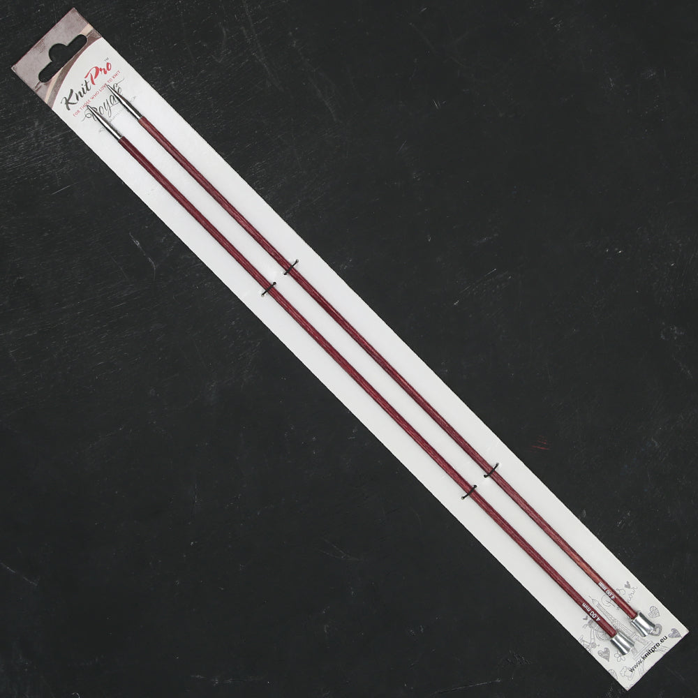 KnitPro Royale 4 mm 35 cm Wooden Single Pointed Needles, Fuchsia Fan - 29215