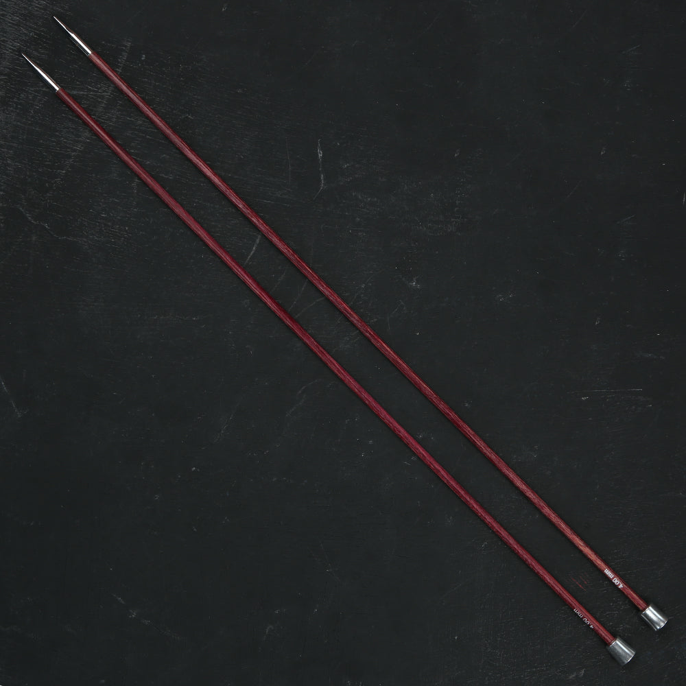 KnitPro Royale 4 mm 35 cm Wooden Single Pointed Needles, Fuchsia Fan - 29215