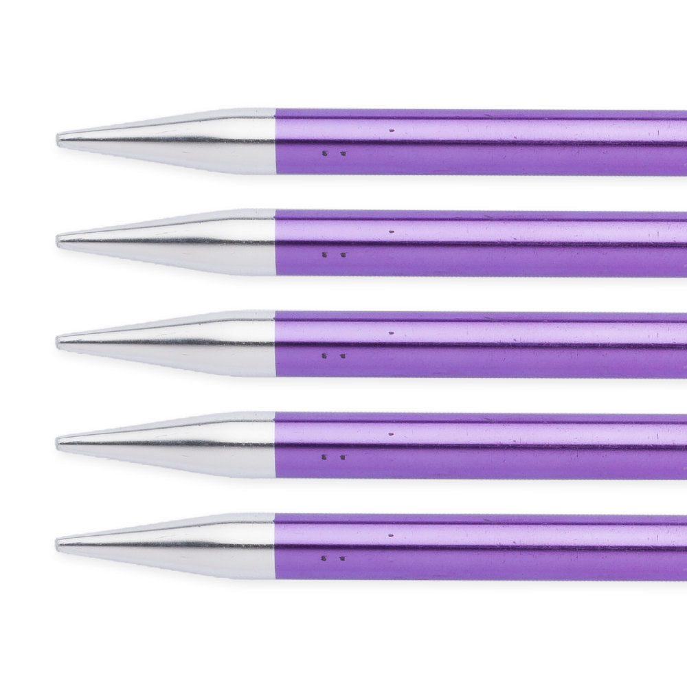 KnitPro Zing Set of 5, 7 mm 20 cm Metal Double Pointed Needles, Amethyst - 47045