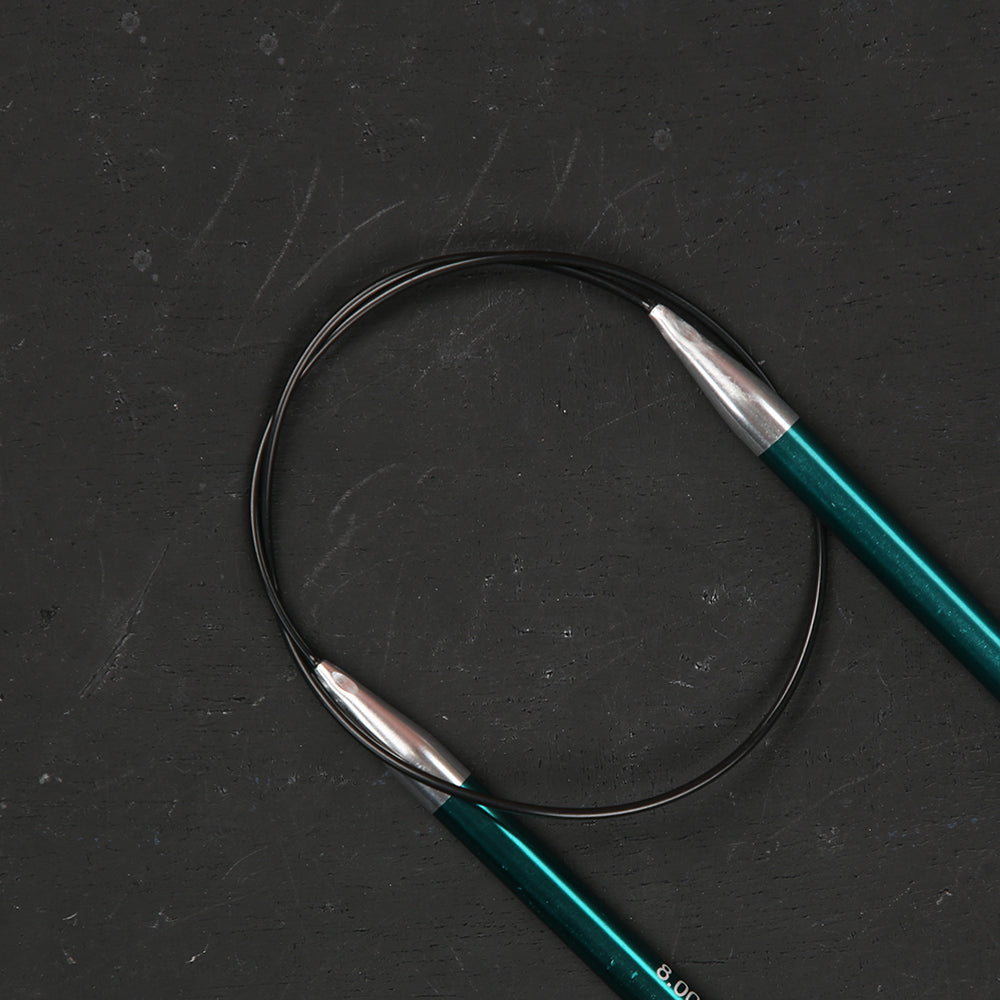 KnitPro Zing 8 mm 60 cm Metal Circular Needle, Emrald - 47106