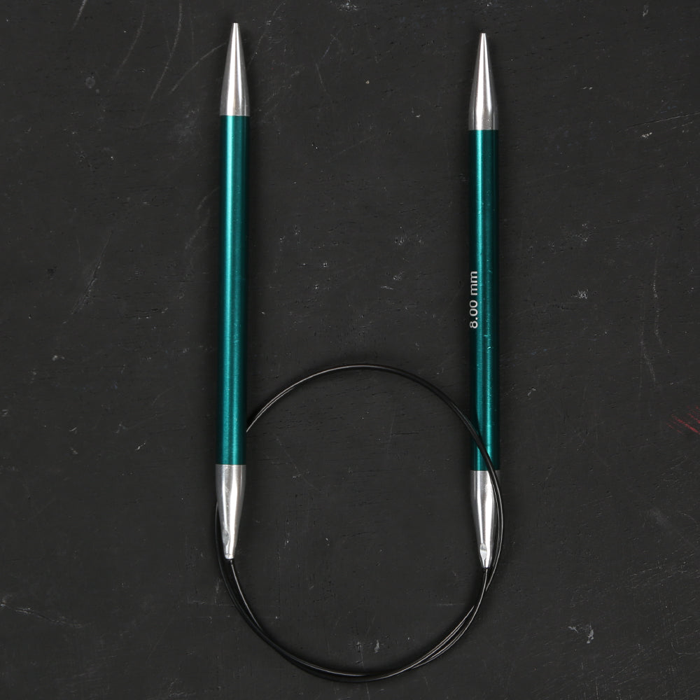 KnitPro Zing 8 mm 60 cm Metal Circular Needle, Emrald - 47106