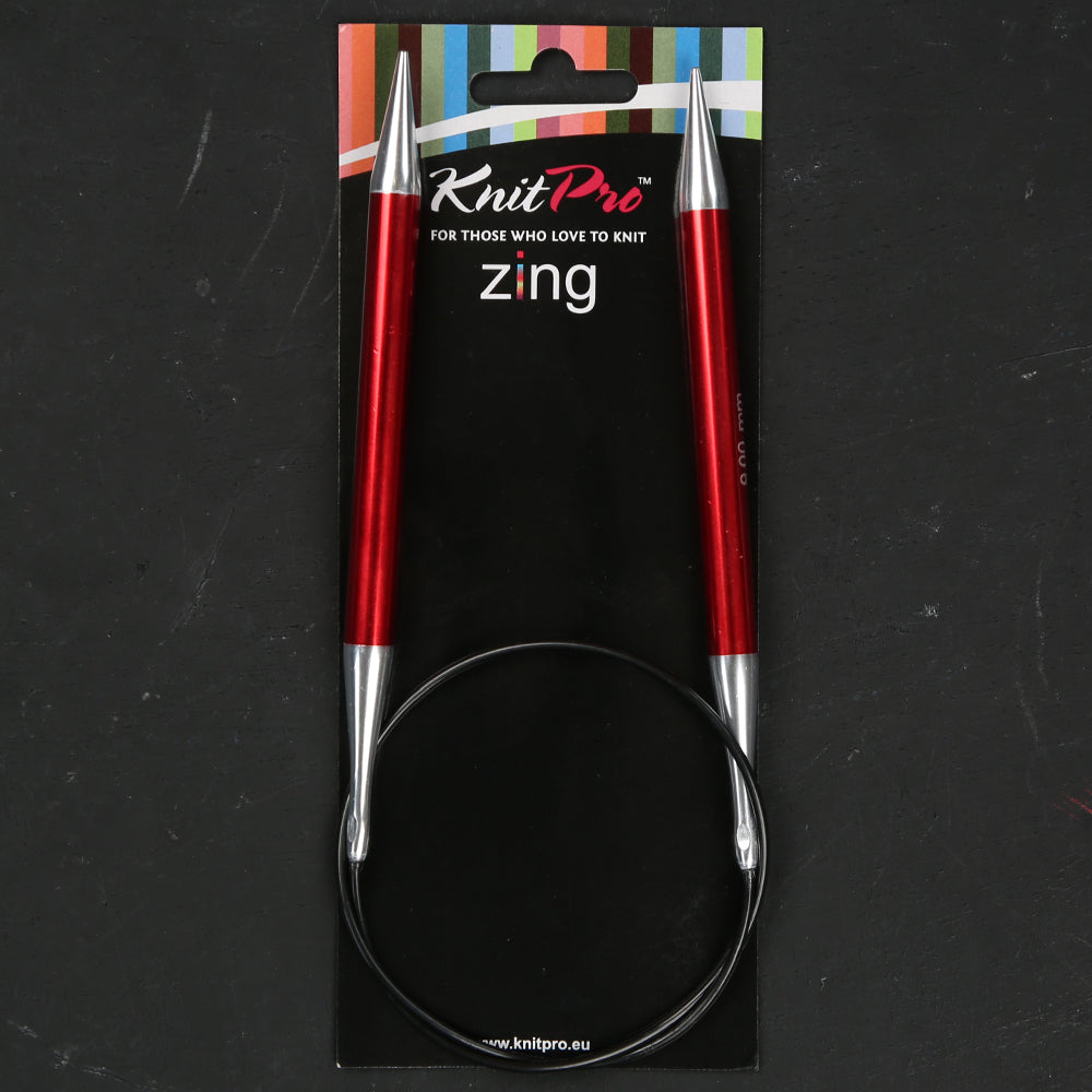 KnitPro Zing 9 mm 60 cm Metal Circular Needle, Garnet - 47107