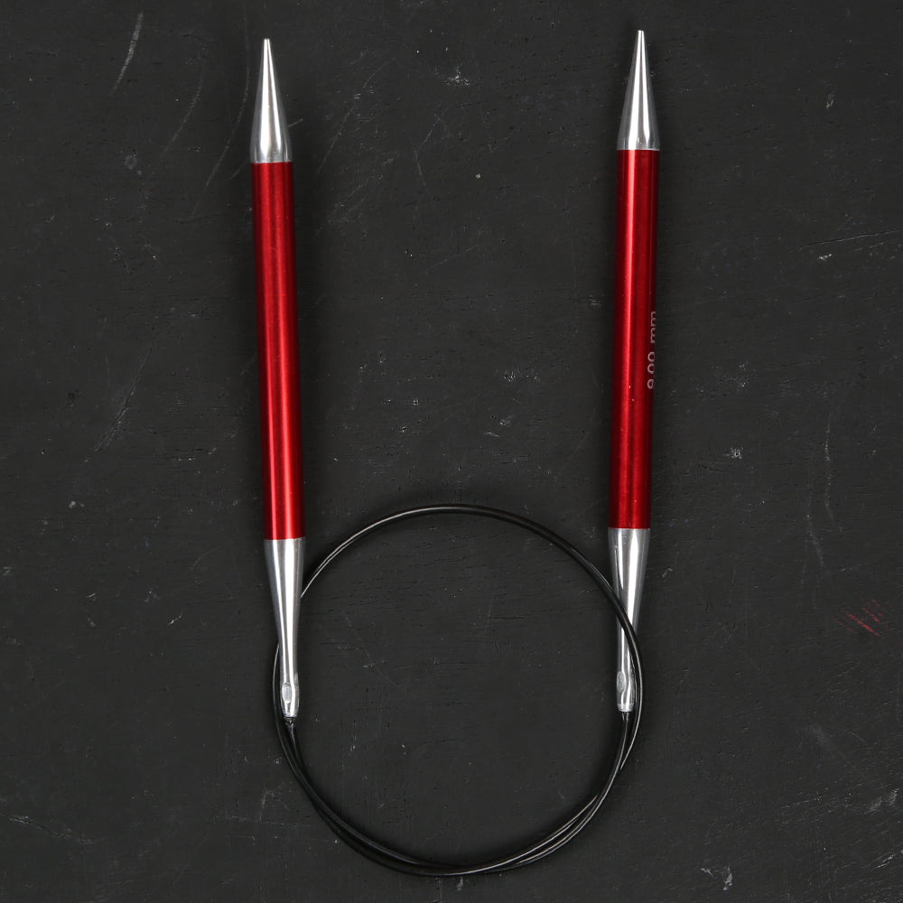 KnitPro Zing 9 mm 60 cm Metal Circular Needle, Garnet - 47107