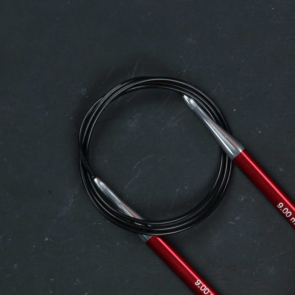 KnitPro Zing 9 mm 100 cm Metal Circular Needle, Garnet - 47167