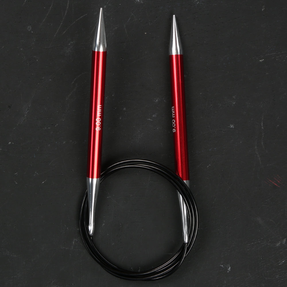 KnitPro Zing 9 mm 100 cm Metal Circular Needle, Garnet - 47167