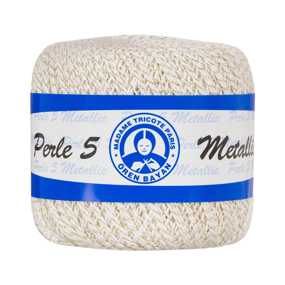 Madame Tricote Paris No: 5 Perle Metalic Lace Thread, Beige - 0023