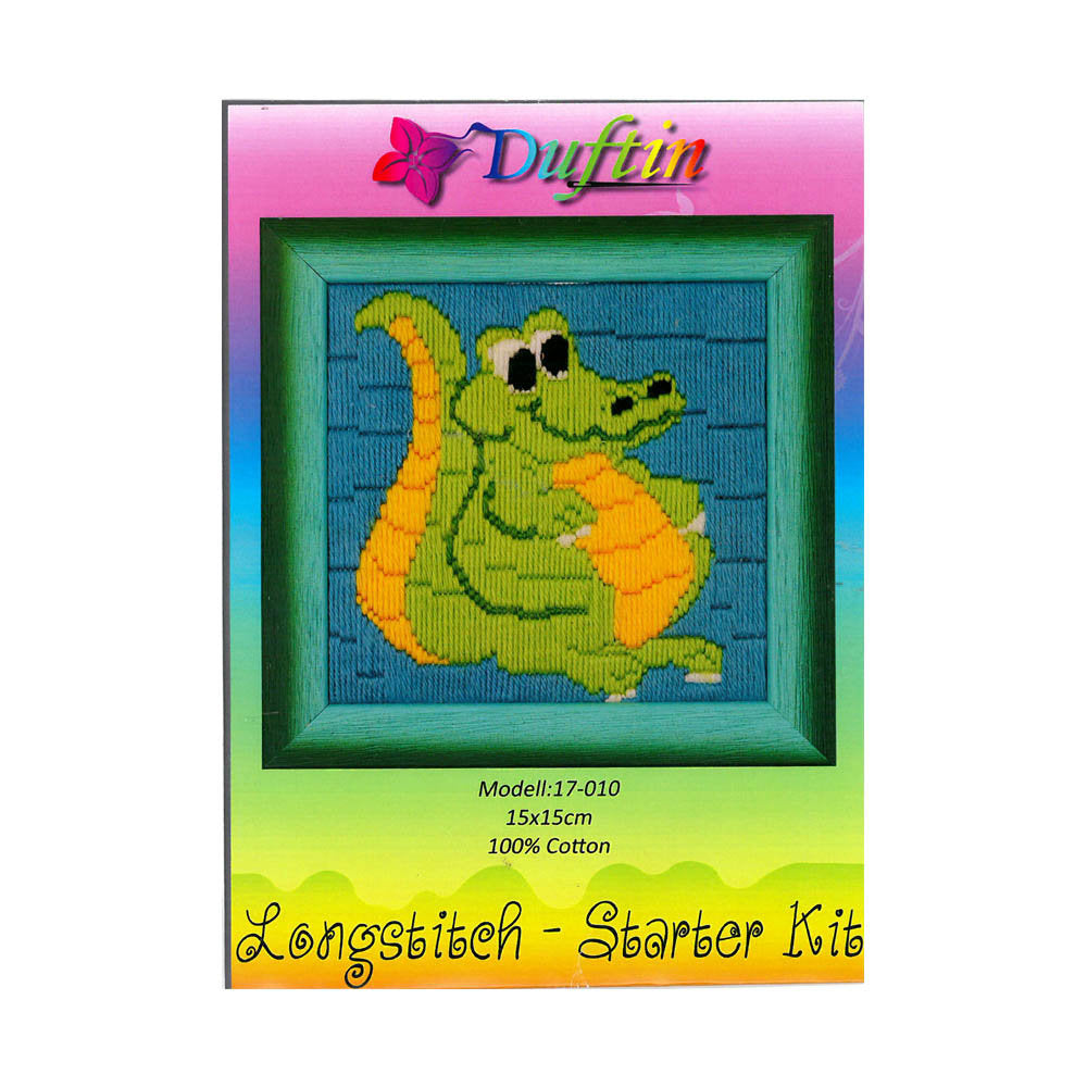 Duftin 15x15 cm Long Stitch Embroidery Kit, Crocodiles - 17010- HU0349